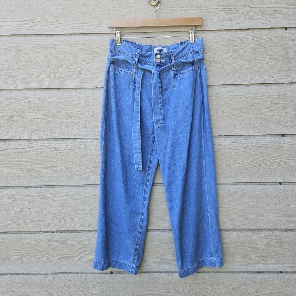 Paige high waisted wide leg cropped jeans cotton size 29